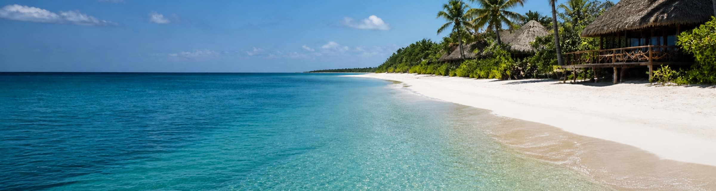 Tropical beach and lodges on the Mozambican coast